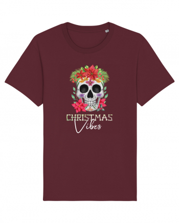 Christmas Vibes Skeleton Skull Burgundy