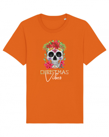 Christmas Vibes Skeleton Skull Bright Orange