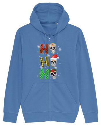 Ho-Ho-Ho Christmas Skulls Bright Blue
