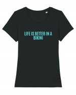 life is better in a bikini Tricou mânecă scurtă guler larg fitted Damă Expresser