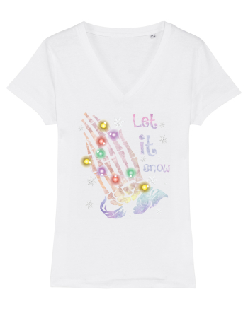Let It Snow Skeleton Hands White