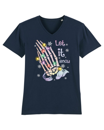 Let It Snow Skeleton Hands French Navy