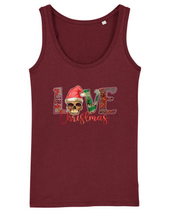 Love Christmas Skull Christmas Burgundy