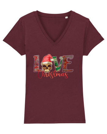 Love Christmas Skull Christmas Burgundy