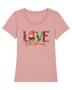 Love Christmas Skull Christmas Tricou mânecă scurtă guler larg fitted Damă Expresser