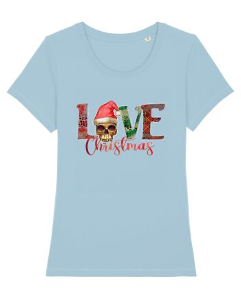 Love Christmas Skull Christmas Sky Blue
