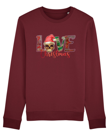 Love Christmas Skull Christmas Burgundy