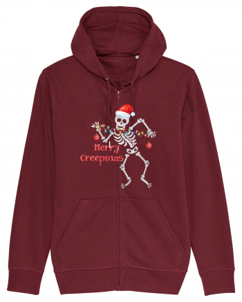 Merry Creepmas Skeleton Christmas Burgundy