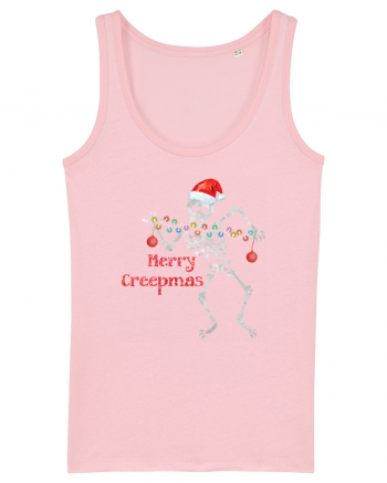 Merry Creepmas Skeleton Christmas Cotton Pink