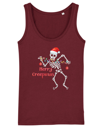 Merry Creepmas Skeleton Christmas Burgundy