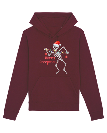 Merry Creepmas Skeleton Christmas Burgundy