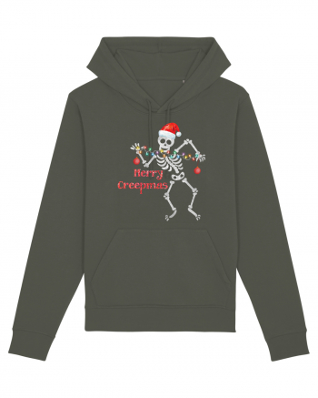 Merry Creepmas Skeleton Christmas Khaki