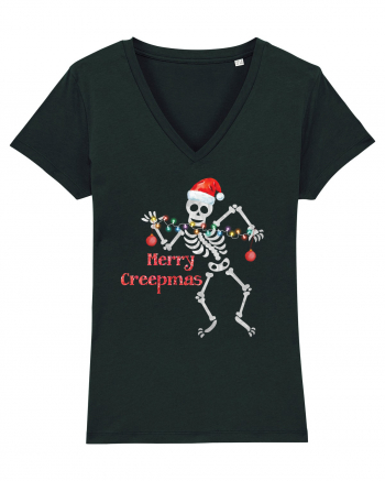 Merry Creepmas Skeleton Christmas Black