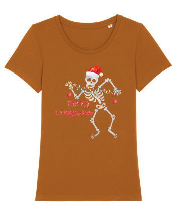Merry Creepmas Skeleton Christmas Roasted Orange