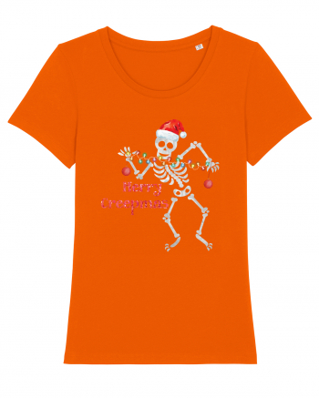 Merry Creepmas Skeleton Christmas Bright Orange
