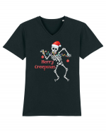 Merry Creepmas Skeleton Christmas Tricou mânecă scurtă guler V Bărbat Presenter