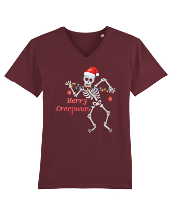 Merry Creepmas Skeleton Christmas Burgundy