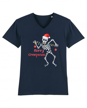 Merry Creepmas Skeleton Christmas French Navy