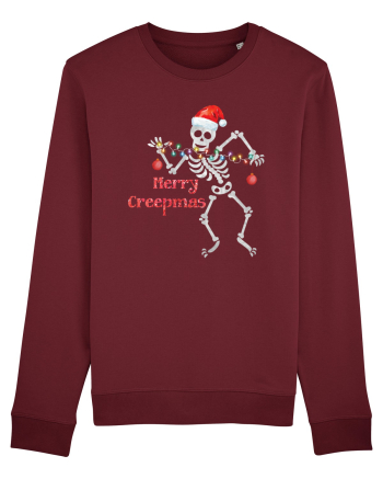 Merry Creepmas Skeleton Christmas Burgundy