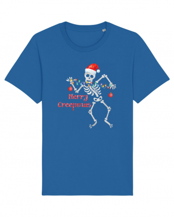 Merry Creepmas Skeleton Christmas Royal Blue