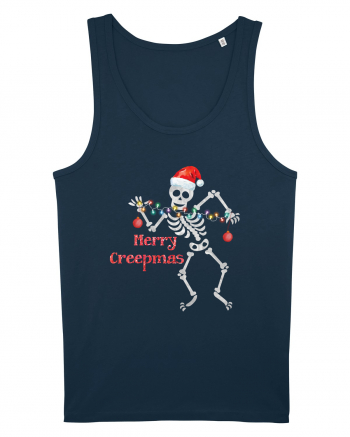 Merry Creepmas Skeleton Christmas Navy