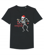 Merry Creepmas Skeleton Christmas Tricou mânecă scurtă guler larg Bărbat Skater