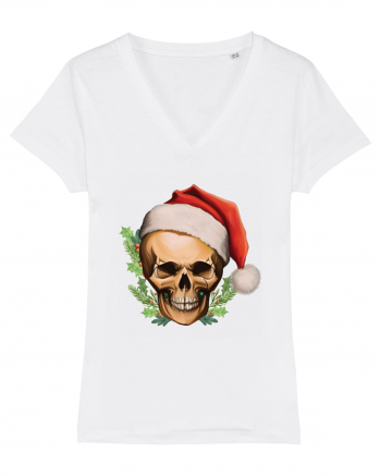 Santa Skull Christmas White