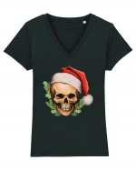 Santa Skull Christmas Tricou mânecă scurtă guler V Damă Evoker