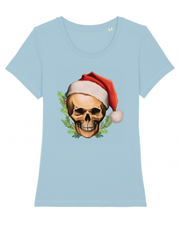Santa Skull Christmas Sky Blue