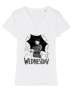 Wednesday Addams Tricou mânecă scurtă guler V Damă Evoker