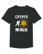 Crypto miner Tricou mânecă scurtă guler larg Bărbat Skater