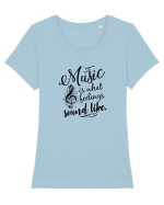 Music Tricou mânecă scurtă guler larg fitted Damă Expresser