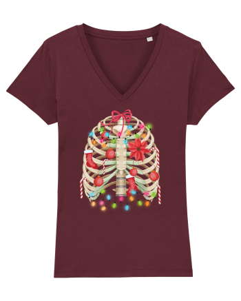 Skeleton Ribs Christmas Tree Burgundy