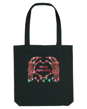Skeleton Hands Merry Christmas Black