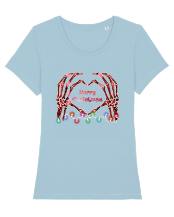Skeleton Hands Merry Christmas Sky Blue