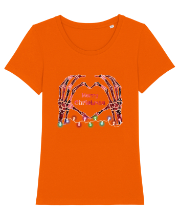 Skeleton Hands Merry Christmas Bright Orange