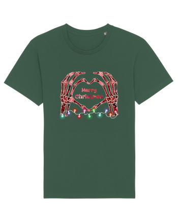 Skeleton Hands Merry Christmas Bottle Green