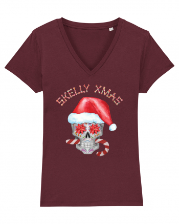 Skelly Xmas Skull Christmas Candy Burgundy