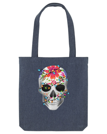 Skull With Christmas Lights Midnight Blue