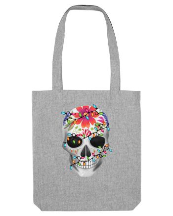 Skull With Christmas Lights Heather Grey