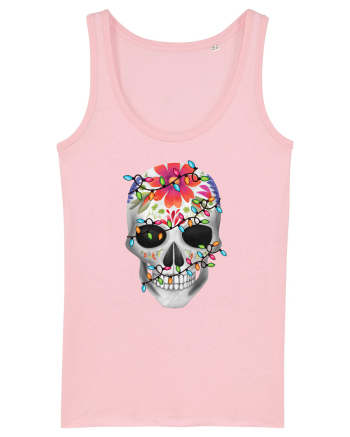 Skull With Christmas Lights Cotton Pink