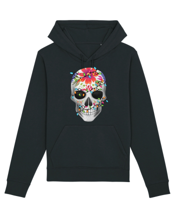 Skull With Christmas Lights Black