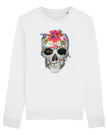 Skull With Christmas Lights White