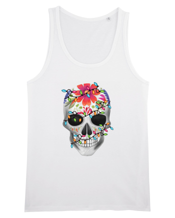Skull With Christmas Lights White
