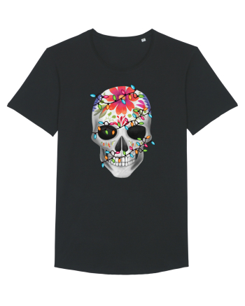 Skull With Christmas Lights Black
