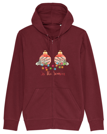 Tis' The Season Christmas Skeleton Hands Burgundy