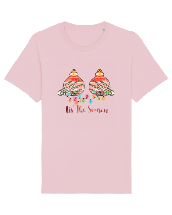 Tis' The Season Christmas Skeleton Hands Cotton Pink
