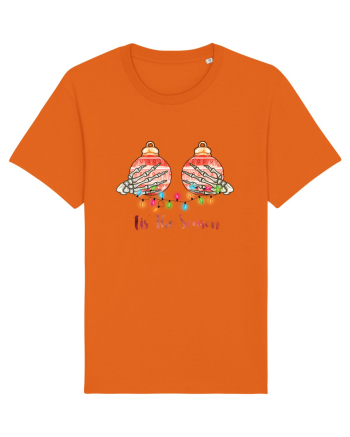 Tis' The Season Christmas Skeleton Hands Bright Orange