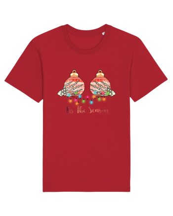 Tis' The Season Christmas Skeleton Hands Red