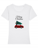 Merry Christmas Tricou mânecă scurtă guler larg fitted Damă Expresser